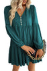 Lace Puff Sleeve Buttoned Tiered Ruffled Mini Dress
